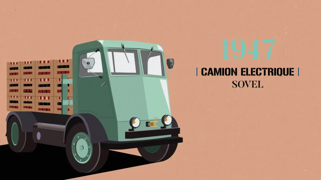 Camion Société de Véhicule électriques chenard & walcker t60 illustration vintage 1947